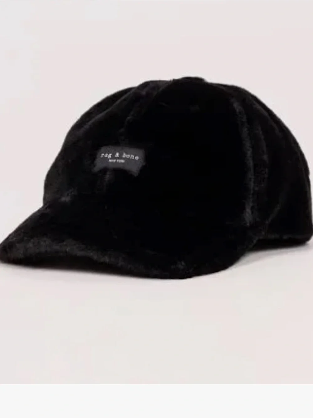 rag & bone Black Faux Fur Baseball Cap